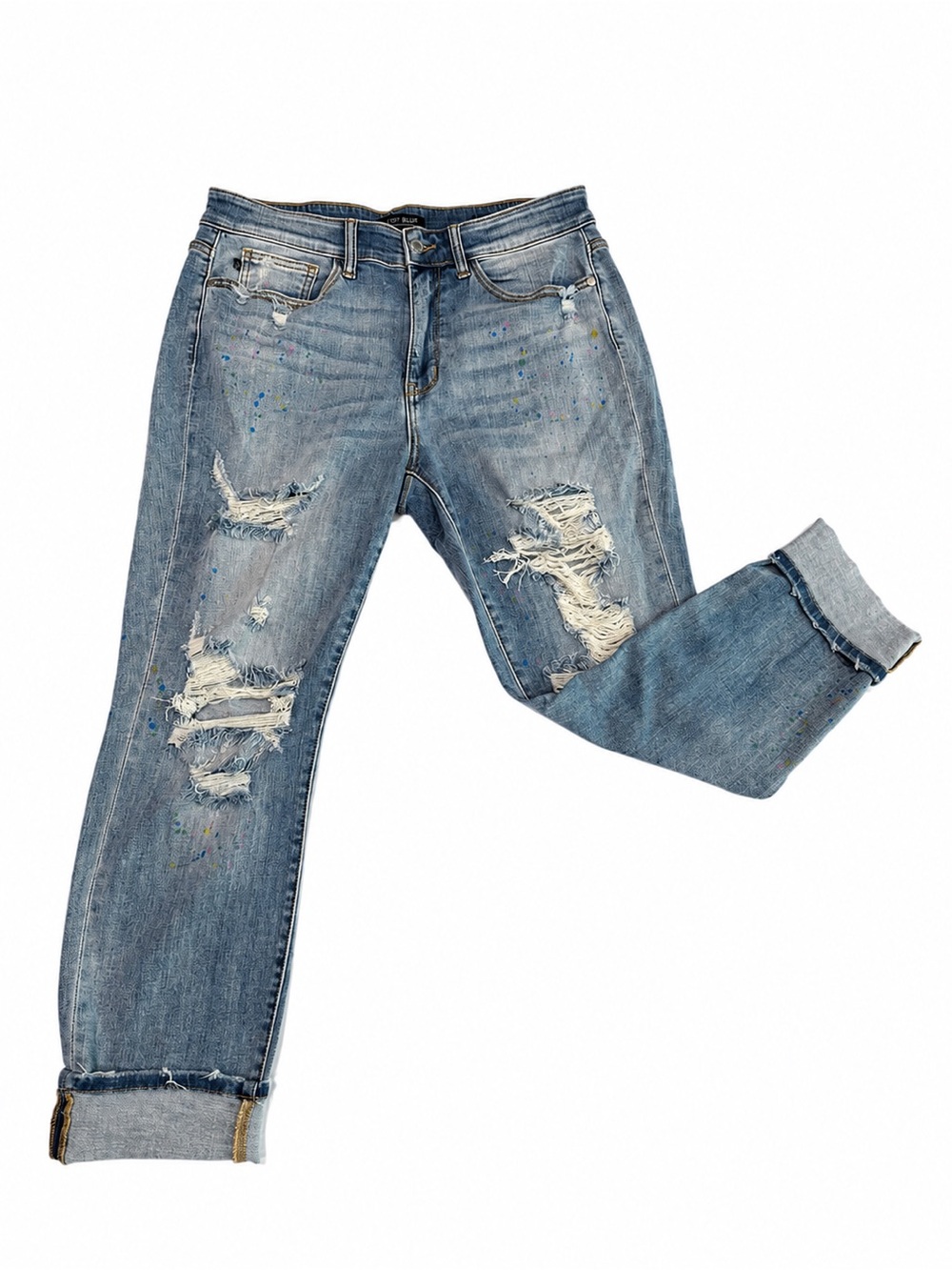 Judy Blue Boyfriend Fit Distressed Paint Splatter Jeans Size 16W